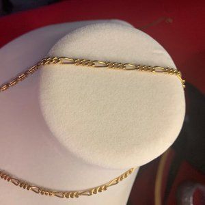 Figaro chain trendy men 18k gold plated